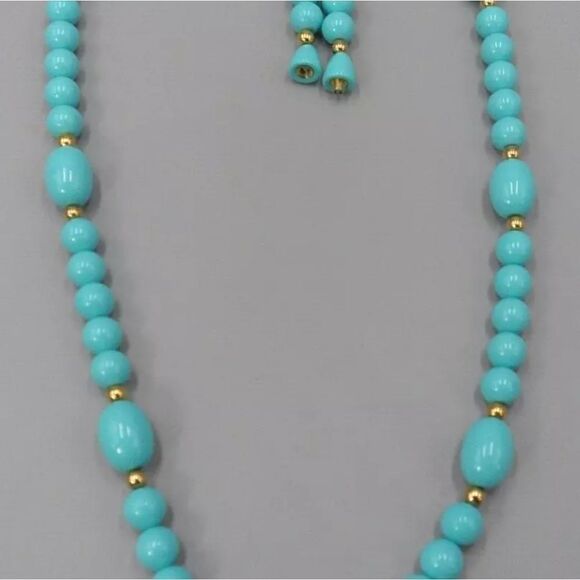 Avon 1983 Turquoise Impressions Necklace Simulated Turquoise Gold Accents Vtg - Picture 7 of 8